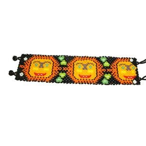 Handmade Lion Bracelet Beaded Seed Bead Multicolor Wild Cat
